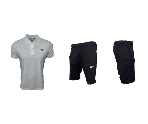 Nike Classic Shorts + Polo T-shirt White Black